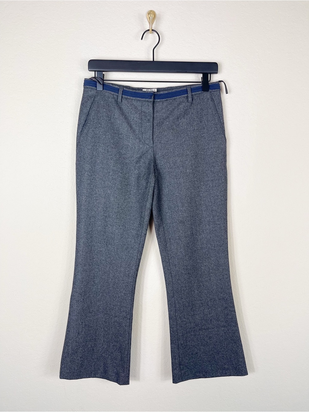Miu Miu Wool Straight Leg Pants Grey Size IT 36 / US 6